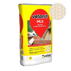 Цветной цементный раствор для кладки кирпича и оформления швов weber.vetonit ML5 150, кремово-белый, 25кг