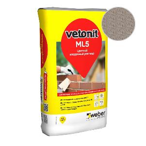 Цветной цементный раствор для кладки кирпича и оформления швов weber.vetonit ML5 155, серый, 25кг